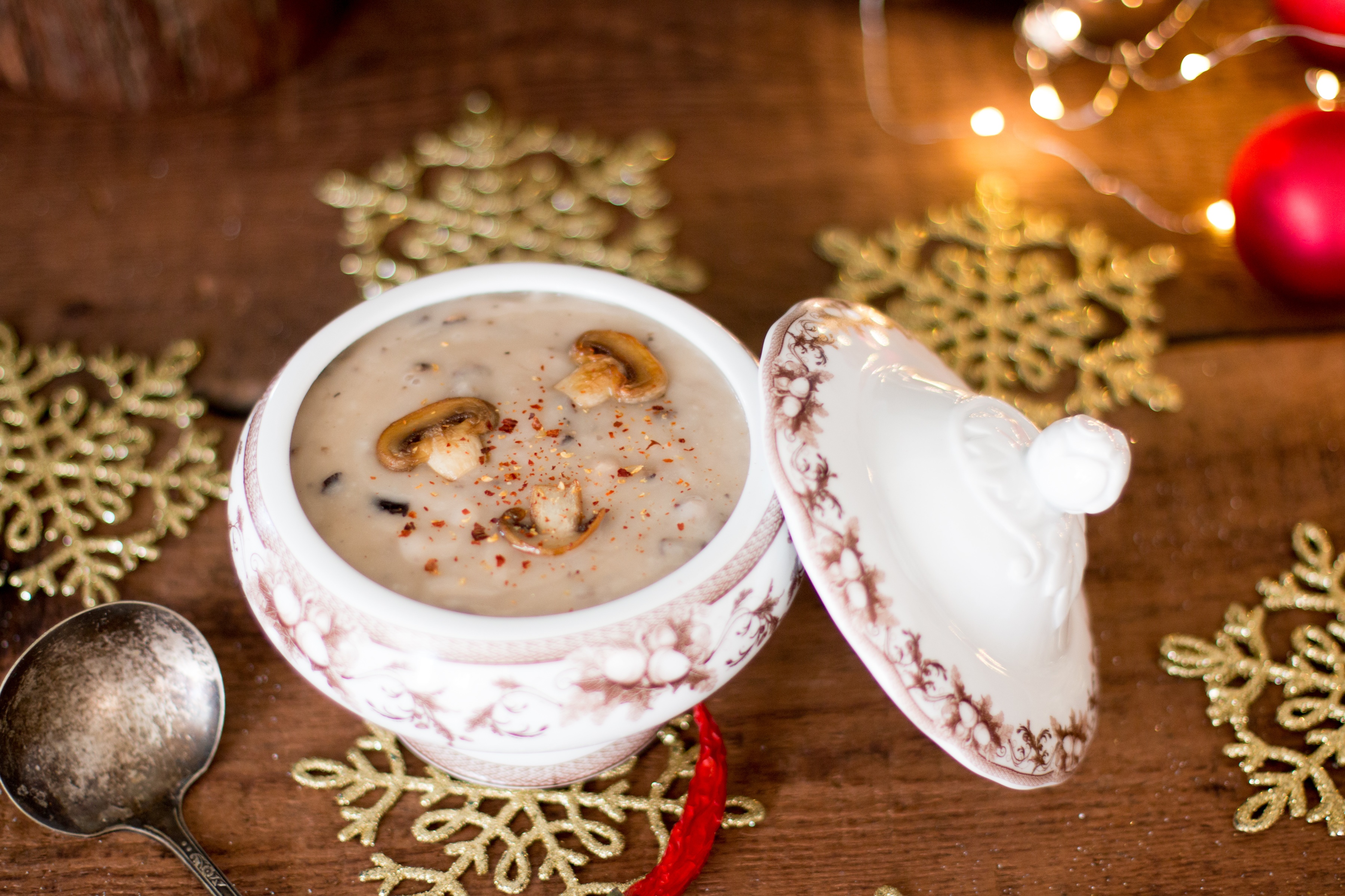 Creamy Mushroom Soup With Creme Fraiche